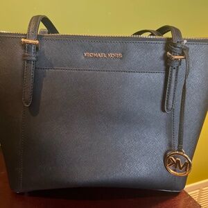 Michael Kors Black Large Saffiano Leather Top-Zip Tote Bag